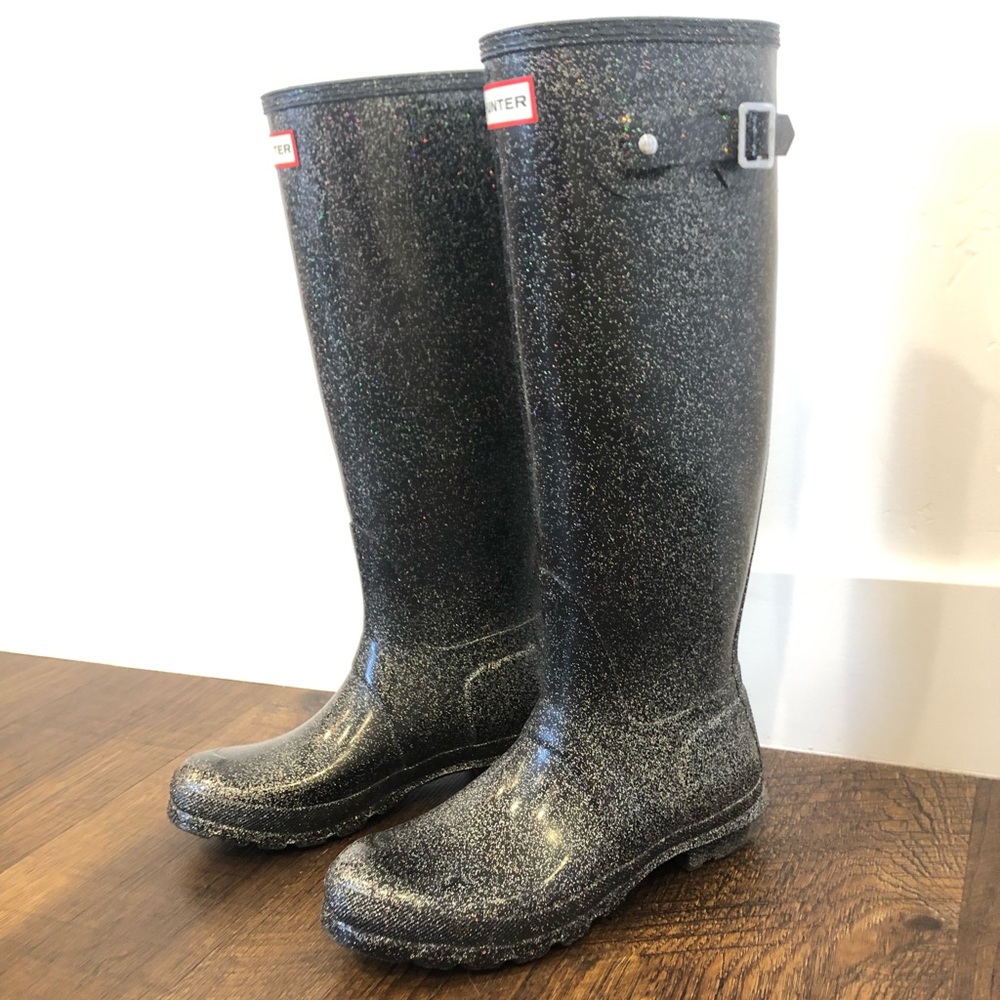 Hunter Boots Sparkly Galaxy Black Glitter